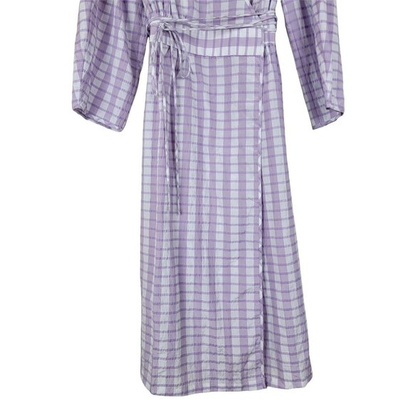 Baum Und Pferdgarten Abylene Check Plaid Liliac Wrap Midi Dress Career Size US 6 - Picture 6 of 14